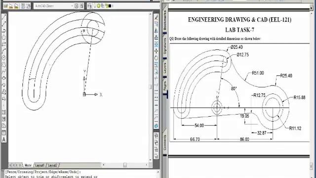 Lab Task 7 for drawing a complex 2d object Autocad 2009 смотреть онлайн