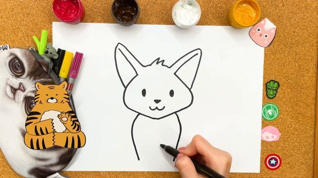Draw Cute FENNEC FOX Easy Tutorial for Kids and Toddlers смотреть онлайн