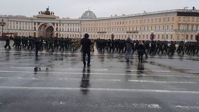 Подготовка к Параду Победы 2021 на Дворцовой площади Санкт-Петербург смотреть онлайн