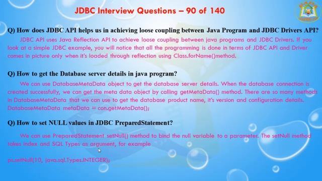 Java Database Connectivity(JDBC) Interview Questions – 90 out of 140 смотреть онлайн
