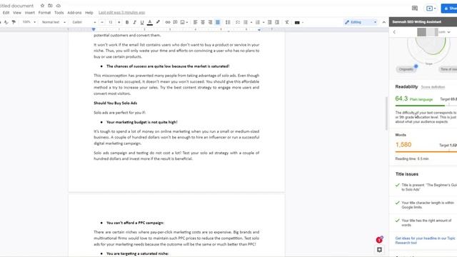 Semrush SEO Writing Assistant Google Docs смотреть онлайн