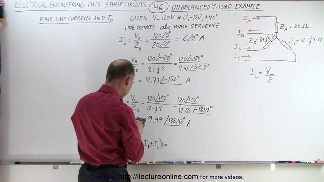 Electrical Engineering: Ch 13: 3 Phase Circuit (46 of 53) Unbalanced Y-Load: Example смотреть онлайн
