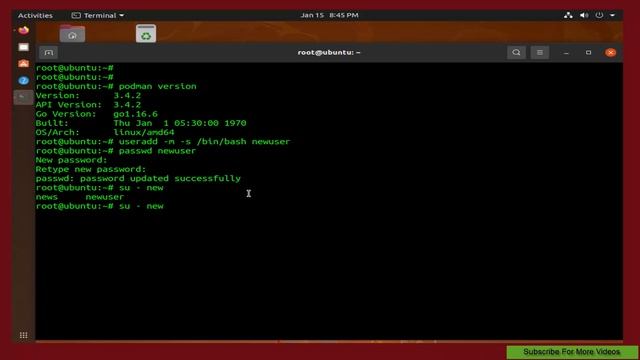 Podman- Creating New User and Run Hello-world Container смотреть онлайн