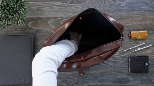 Мужская кожаная сумка для ноутбука Solier 17" Коричневый SL03 смотреть онлайн