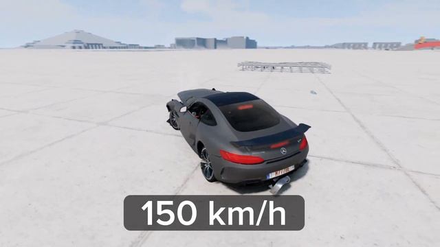 Mercedes AMG GT vs Guard Rail at different speeds - BeamNG Drive смотреть онлайн