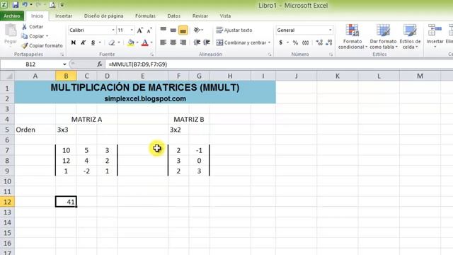 Multiplicación de matrices en Excel - Simplexcel смотреть онлайн
