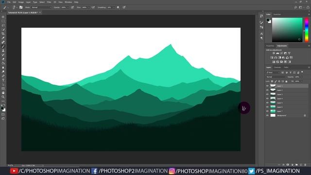 How to draw flat landscape in Photoshop смотреть онлайн