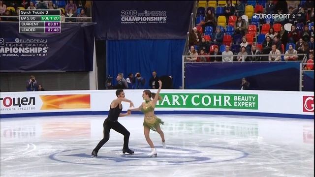 2018 Euros Dance SD Gabriella Papadakis & Guillaume Cizeron Shape of you, Thinking out loud b смотреть онлайн