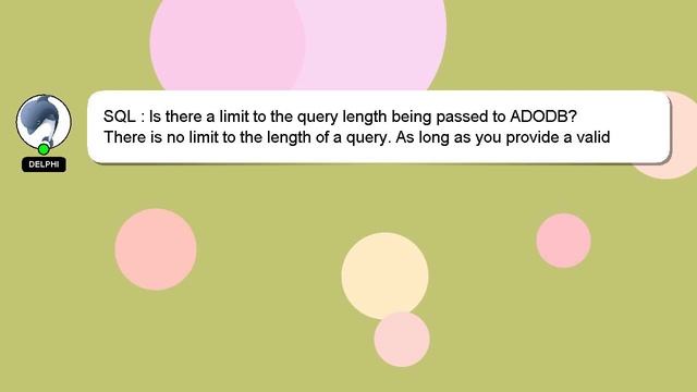SQL : Is there a limit to the query length being passed to ADODB? смотреть онлайн