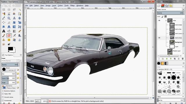 Car color change - black to white in GIMP (works with photoshop too) смотреть онлайн