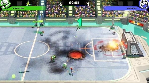 Mario Strikers Battle League Team Bowser Jr vs Team Birdo in Urban Rooftop