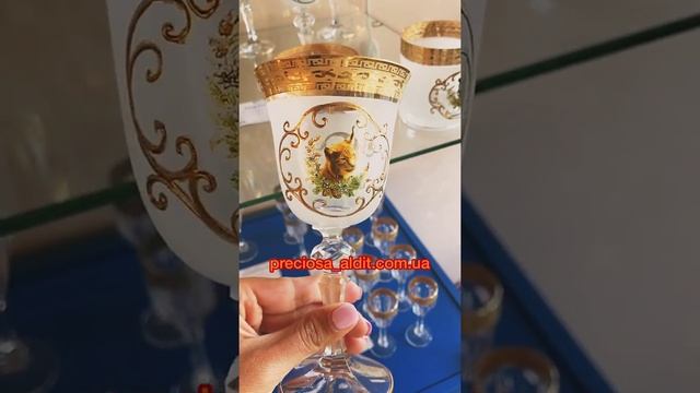 Фужеры для вина Охота богемское стекло. смотреть онлайн