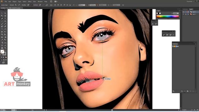 How to draw black and white portrait illustration by adobe illustrator | art | portrait смотреть онлайн