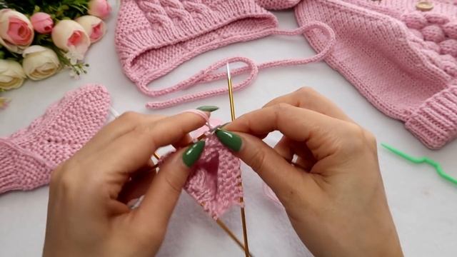 Детские носочки спицами с косой для новорожденных. Мастер класс. смотреть онлайн