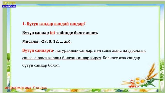 7 класс Информатика Питон тилинин алфавити, кызматчы сөздөрү смотреть онлайн