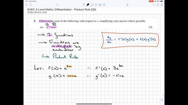 WJEC A Level Maths: Differentiation - Product Rule (Q5) смотреть онлайн