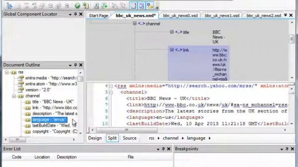 Navigating in the XML Editor and XSD Editor of Liquid XML Studio 2013
