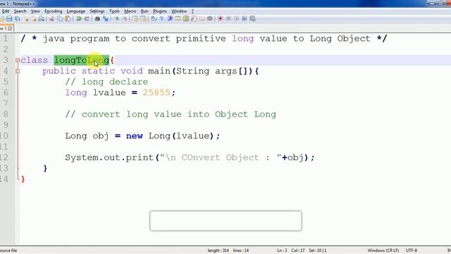 how to convert long primitive to Long object(autoboxing) : java Program смотреть онлайн