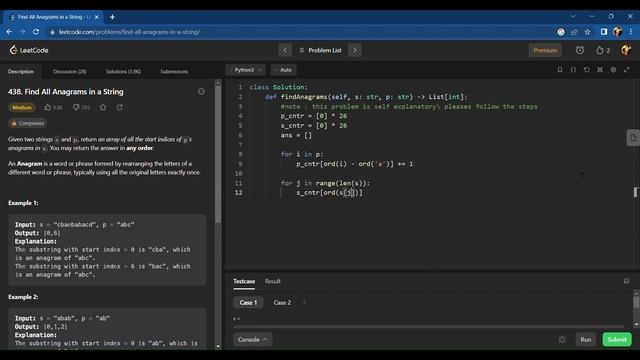 Leetcode 438 || Find All Anagrams in a String || @studytoexecute4402 || #leetcode #python смотреть онлайн
