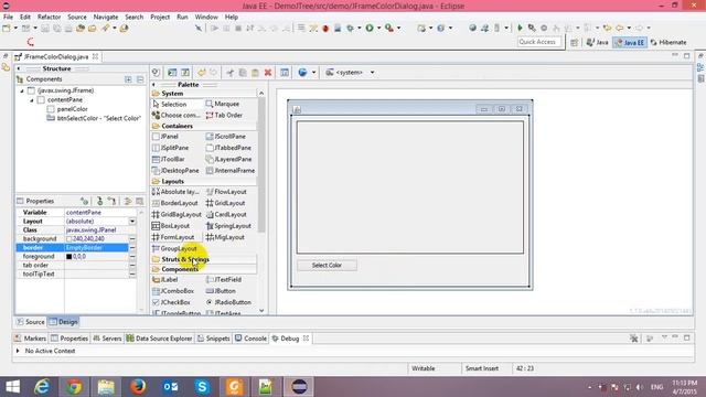Color Chooser Dialog in Java Swing Application смотреть онлайн