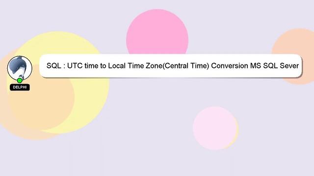SQL : UTC time to Local Time Zone(Central Time) Conversion MS SQL Sever смотреть онлайн