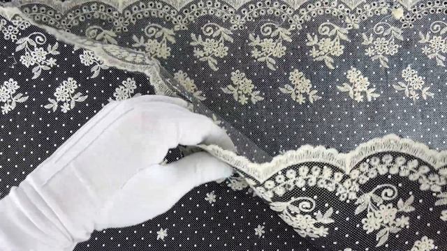 Ткань Хлопок с вышивкой 580 цв. черный в горошек смотреть онлайн