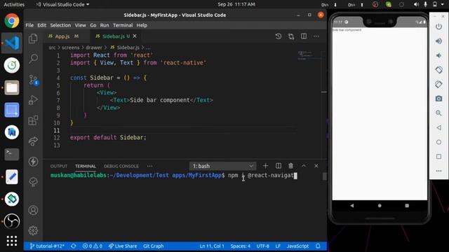 #12 React Native SideBar | React Native Complete Course смотреть онлайн