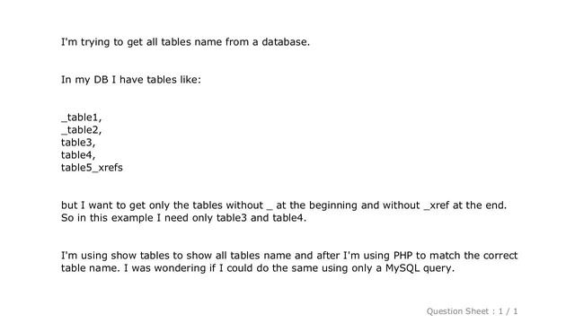 MySQL : matching tables name with show tables смотреть онлайн