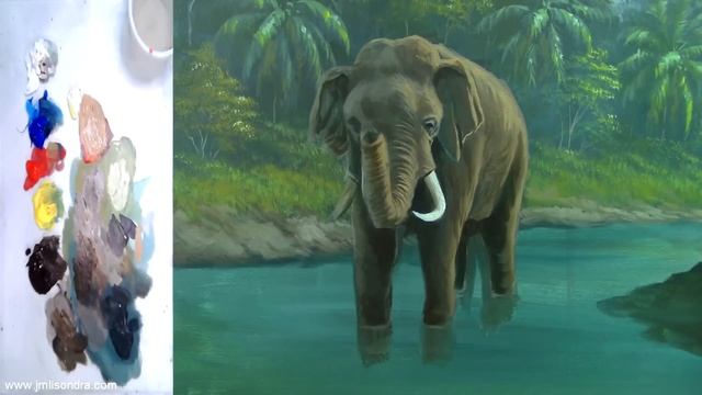 Acrylic Landscape Painting Tutorial Tropical Forest with Elephant | Elephant Details | Part 3 смотреть онлайн