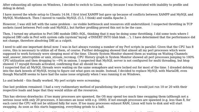 Perl - MySQL/MariaDB - slow with no identifiable bottleneck (2 Solutions!!) смотреть онлайн