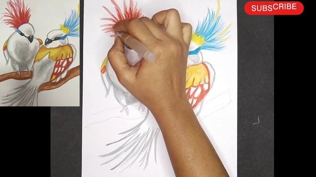 Love Birds Drawing | Water Colour Love Birds Tutorial смотреть онлайн