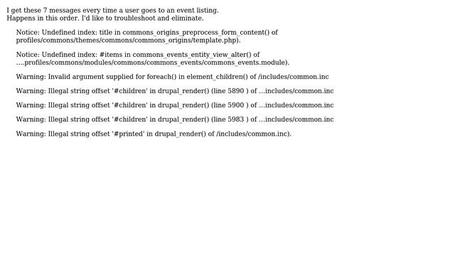 Notices and Warnings Drupal Commons 7.x 3.9 Undefined index, invalid argument, illegal string... смотреть онлайн