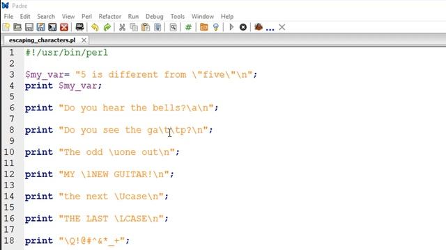Perl Tutorial - 3: Escape Sequences смотреть онлайн