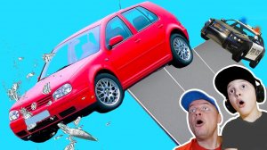 Машинки на ТРАМПЛИНАХ!!! Выполняем ТРЮКИ на Фольксвагене в Car Driving Simulator