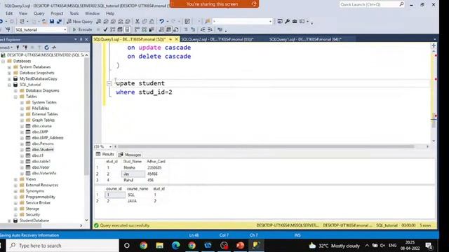 Day 7- SQL from Basic To Advance -DELETE CASCADE and UPDATE CASCADE in SQL Server foreign key смотреть онлайн