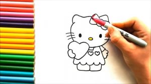 Hello Kitty -  Как нарисовать  Китти с сердцем