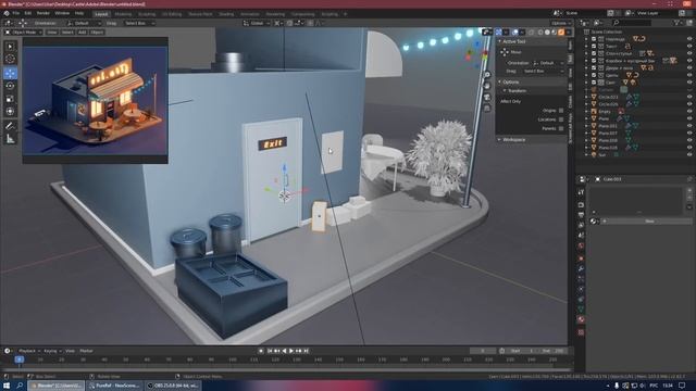 Моделируем кафе в Blender 2.8 | Моделирование кафе - часть 3 | Уроки Blender на русском