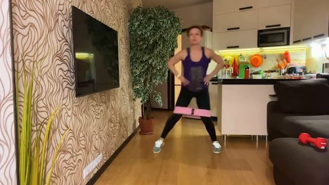 POWER TRAINING # 20 февраля 2021г. # Нон - стоп с фитнес резинкой. [480p]