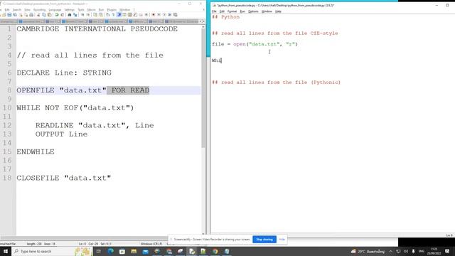 9618 Pseudocode to Python: 07. Reading All Lines From a .txt File смотреть онлайн