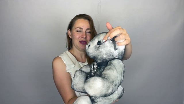 Мишка тедди авторская игрушка из натурального меха Умка серый с подарочной коробкой смотреть онлайн