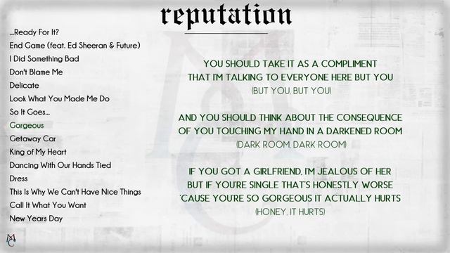 Taylor Swift - "reputation" ALBUM Playlist with Lyrics смотреть онлайн