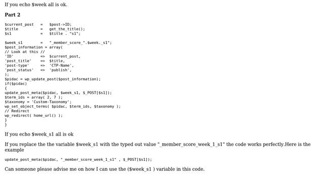 Wordpress: Use a Variable in update_post_meta as the $meta_key смотреть онлайн