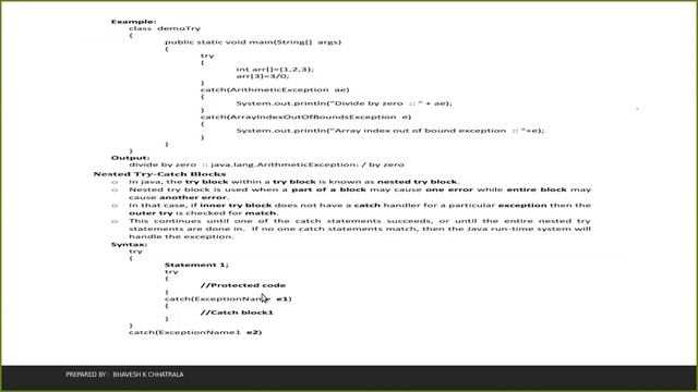 Try Catch block , Nested Try block , Java , Multiple Catch block , Exception Handling смотреть онлайн