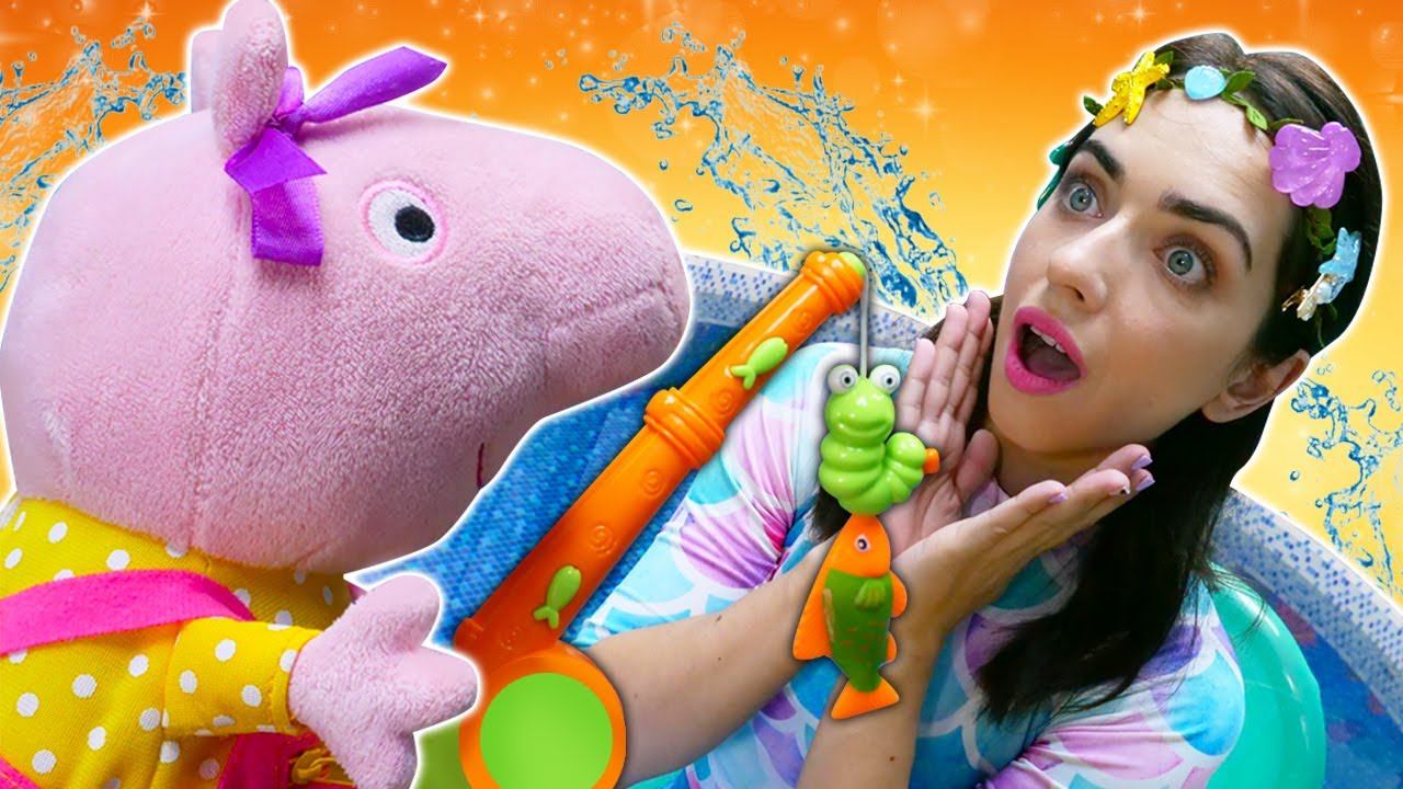 Свинка Пеппа ловит рыбу! Сундук Русалки - Обучающее видео с игрушками смотреть онлайн