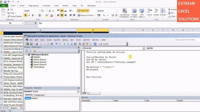Regular Expressions in Excel : Function to extract Zip/Pin code from address смотреть онлайн