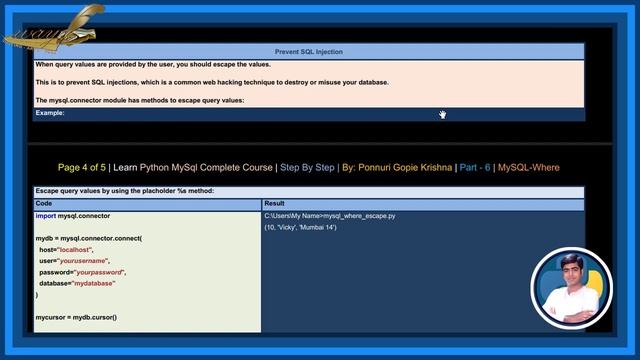 Learn Python MySQL Complete Course |Step By Step| Where |Ponnuri Gopie Krishna | Part-6 смотреть онлайн