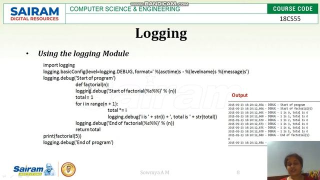 LectureVideo 18CS55 Module3 Debugging 2 Sowmya смотреть онлайн