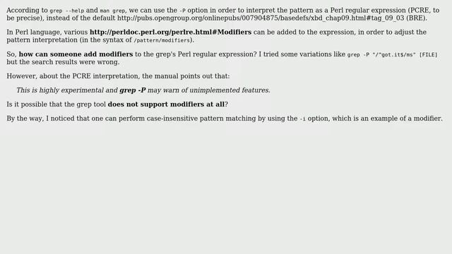 Ubuntu: Using Modifiers of Perl-compatible Regex (PCRE) in grep смотреть онлайн