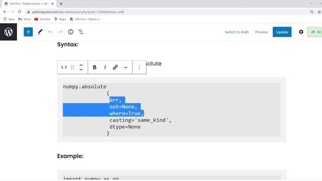 How to calculate the absolute value of each element in NumPy Python | Python NumPy absolute values смотреть онлайн