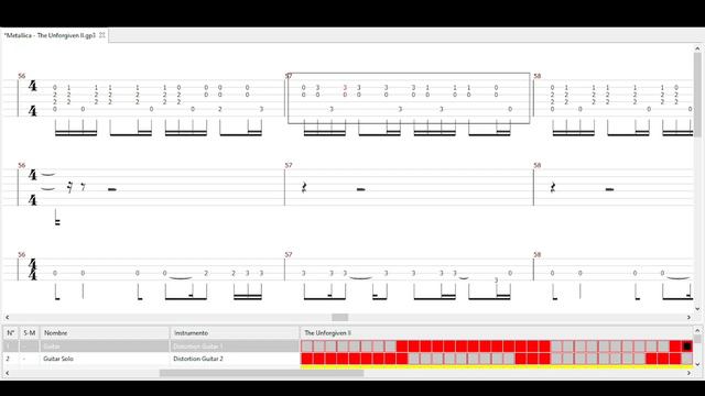 THE UNFORGIVEN II BY METALLICA GUITAR  AND BASS TABS
